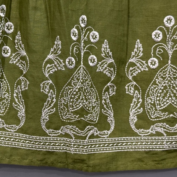 Ann Taylor Petite Olive Green Embroidered A-line Skirt Size 4P - Picture 5 of 8